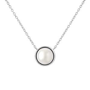Colier cu perla naturala alba si lantisor argint DiAmanti SK21248N_W-G (Argint 925‰ 2,65 g.)